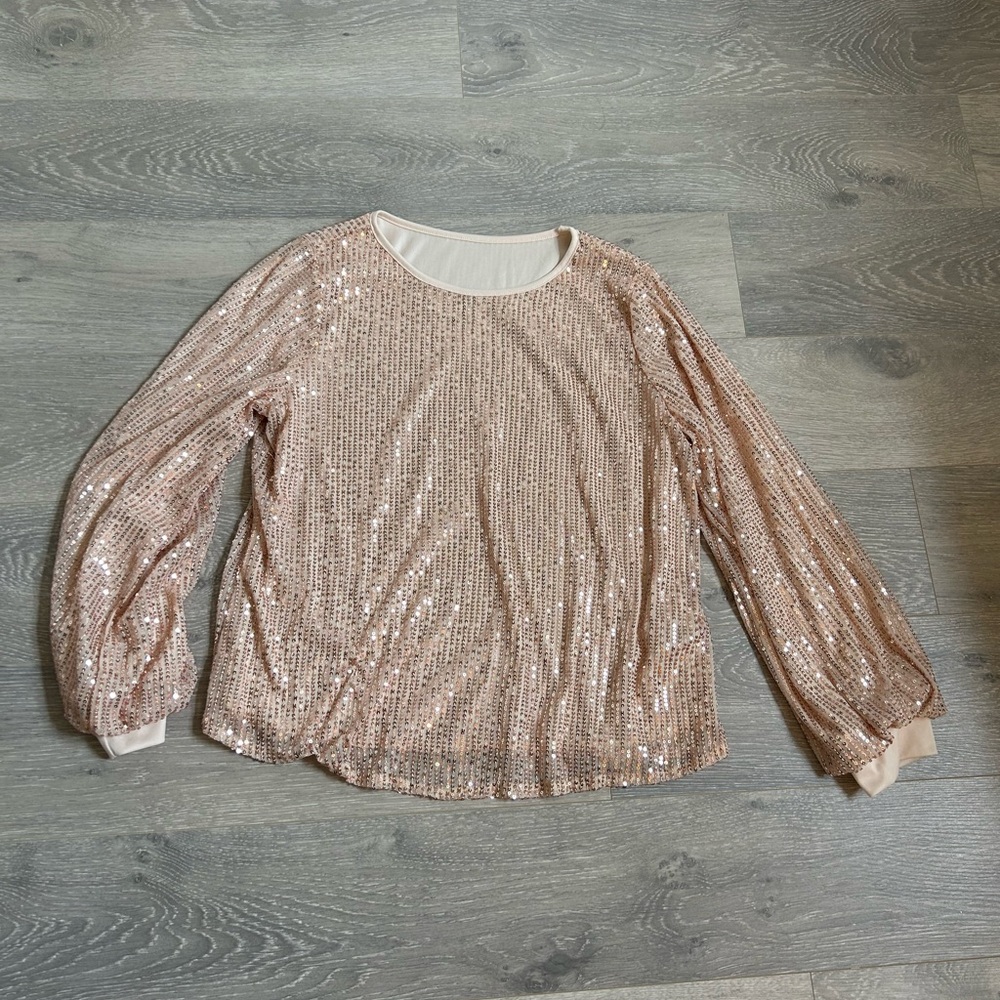 SHEIN Rose Gold Sequin Blouse